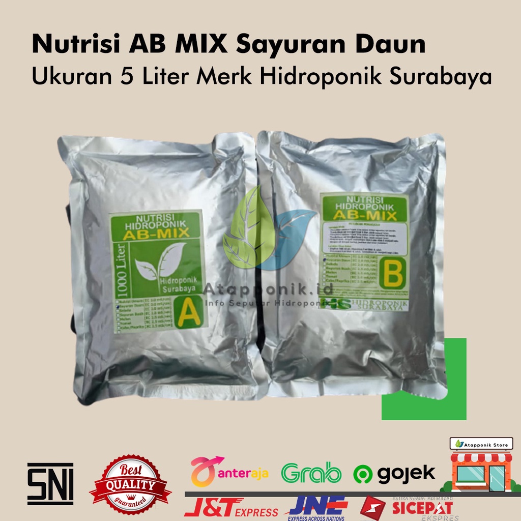 Nutrisi AB Mix kemasan 5 liter pupuk hidroponik merk Hidroponik Surabaya