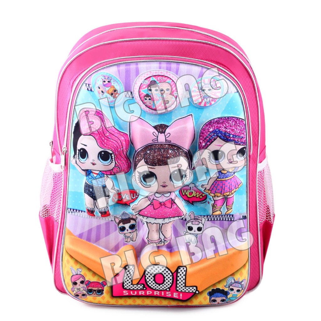 Tas Ransel BIG EMBOSS- LOL SURPRISE - THREE LITTLE GLAM.RTM + FREE Jam Tangan Laser Anak