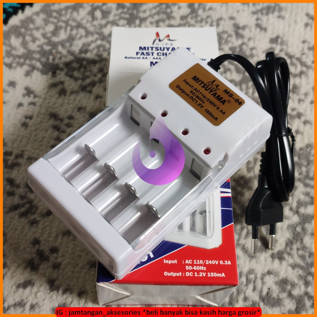 Charger Cas Batrei AA AAA A23 4 slot Cas Baterai Original japan