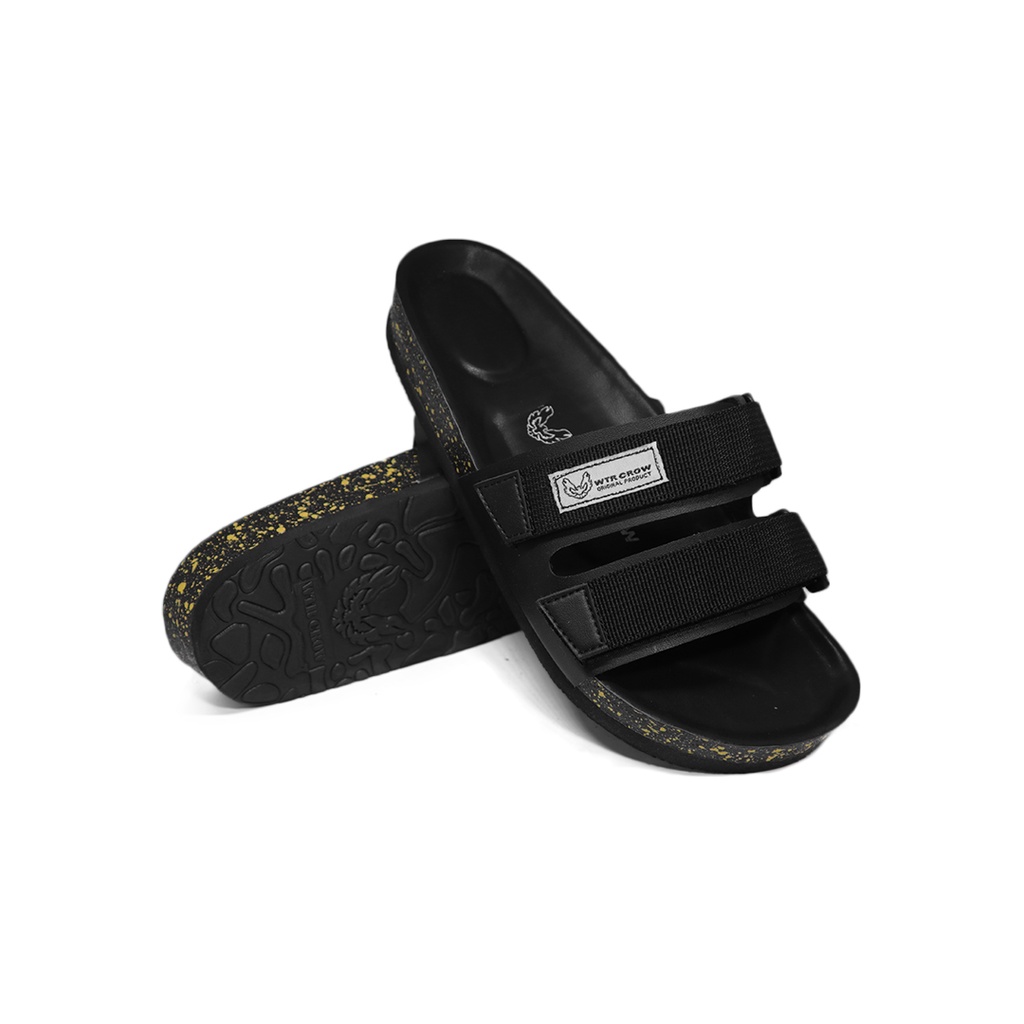 WTR CROW - Sandal Slide Pria Unisex SALOVA FULL BLACK