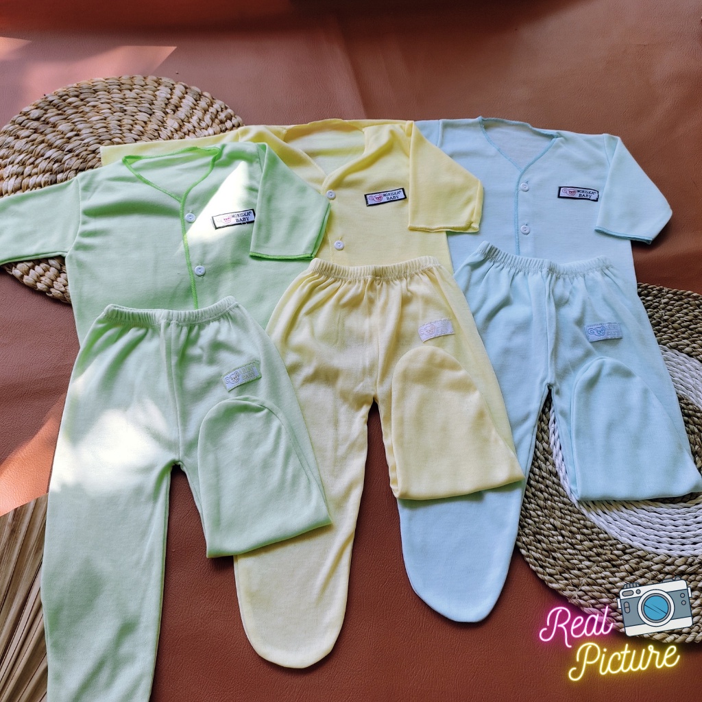 3 Setel Baju Bayi Newborn Lengan Panjang Dan Celana Panjang Tertutup Meyriana Colleciton