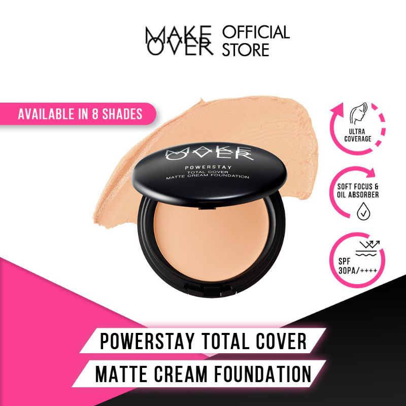 MAKE OVER POWERSTAY TOTAL COVER MATTE CREAM FOUNDATION ( Foundation padat basah )