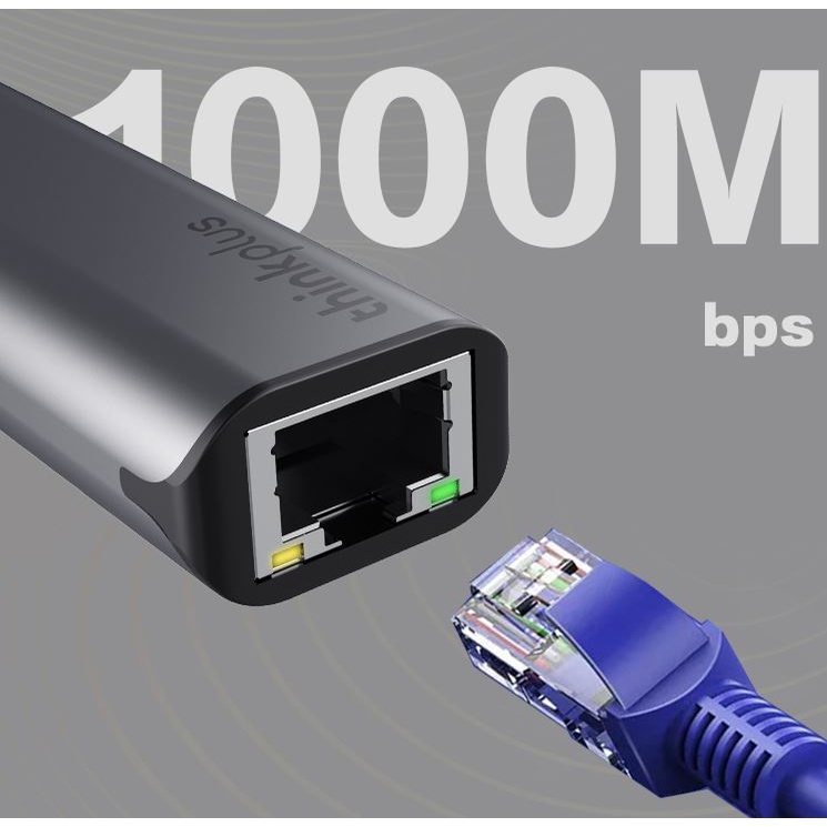 Lenovo Thinkplus USB Type C to LAN RJ45 Ethernet Adapter 1000Mbps Original Terbaru