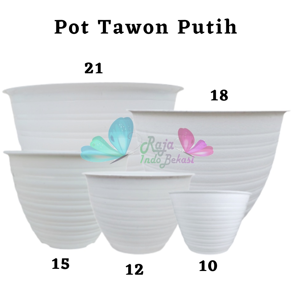 PROMO POT TANAMAN/BUNGA MOTIF TAWON PUTIH PLASTIK TEBAL