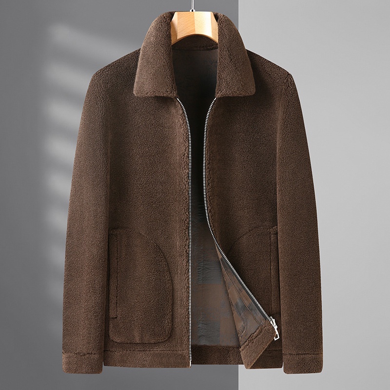 Fleece Mantel Pria 2021  Pria Dua Sisi Bisa Memakai Bulu Tebal Mantel Domba Bulu Bulu Satu