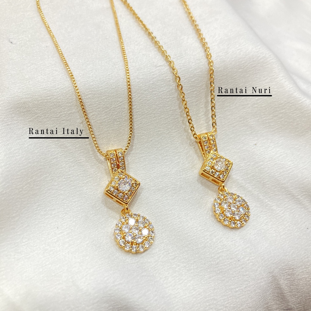 Kalung Liontin Permata Zircon Lapis Emas Xuping Aksesoris Perhiasan