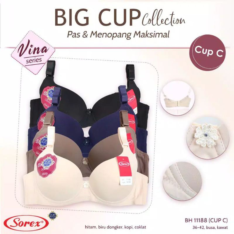 SOREX Bra BIG CUP 11188 Busa Berkawat Kait 3 CUP C