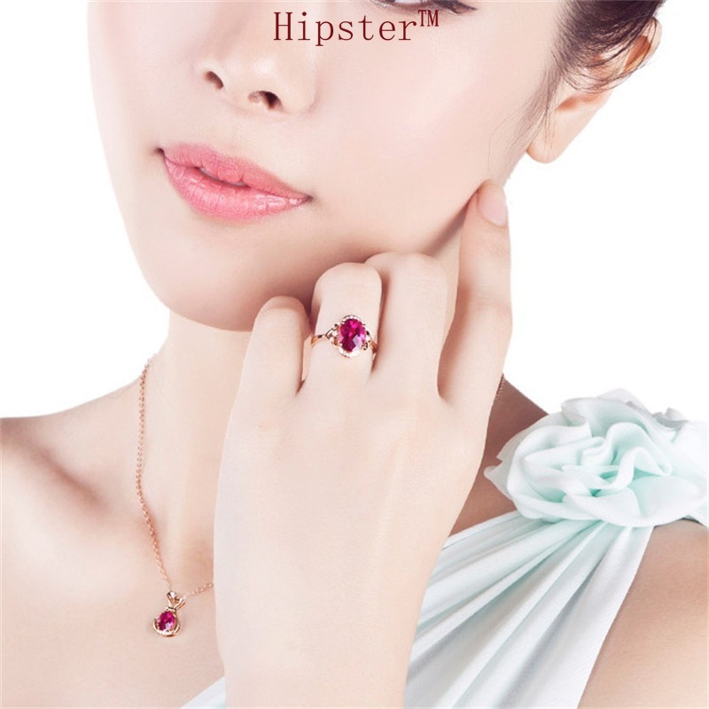 Hot Sale Classic Fashion European and American Entry Lux Red Crystal Adjustable Size Ring