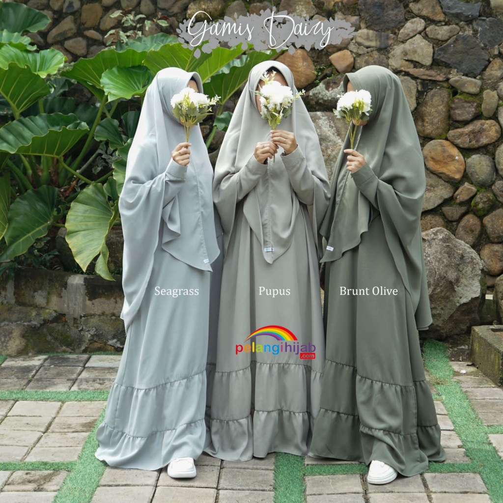 Gamis Daizy + Khimar By Pelangi Hijab / Bahan Wolfis
