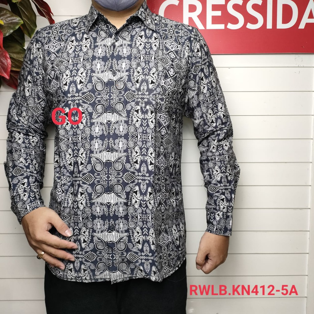 gof CRESSIDA KEMEJA BATIK Pakaian Pria Atasan Kemeja Cowok Laki-Laki Hem Lengan Panjang Original