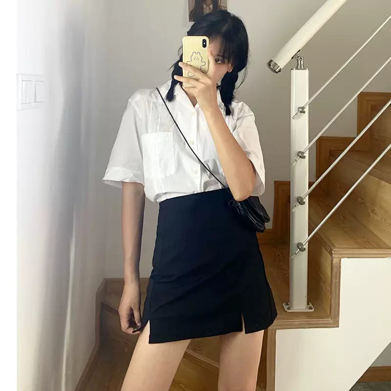 LMB ROK KOREA SIMPLY KOREAN SKIRT ELEGAN DENGAN SLIT DUA