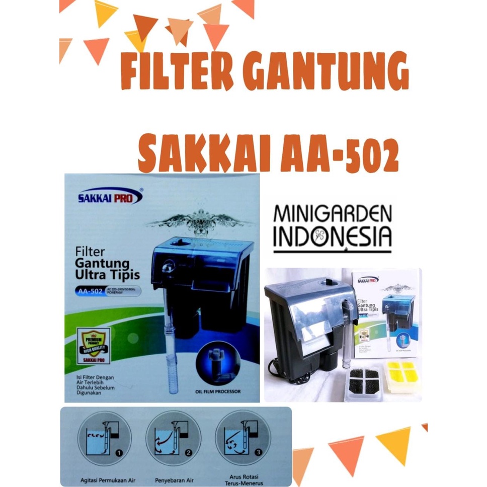 FILTER GANTUNG ULTRA TIPIS SAKKAI PRO AA-502 HANGING FILTER AQUARIUM