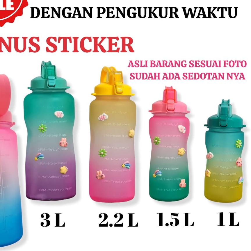● BOTOL MINUM 3 LITER VIRAL MOTIVASI PENANDA WAKTU SEDOTAN 3 LITER TUMBLE TUMBLR ➩