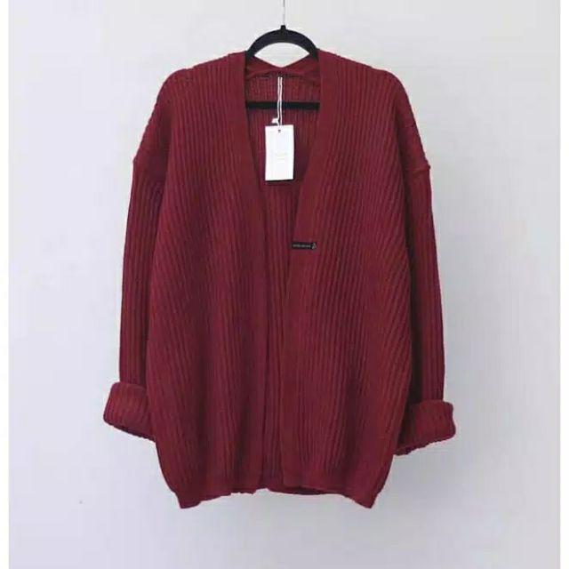 [BISA COD] CARDIGAN RAJUT BERSKA PREMIUM.-Maron