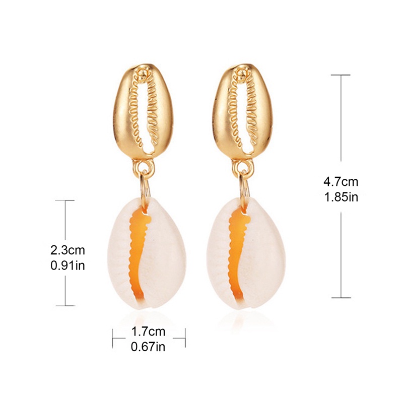 Anting Drop Dangle Manik-Manik Kerang Batu Alam Untuk Wanita