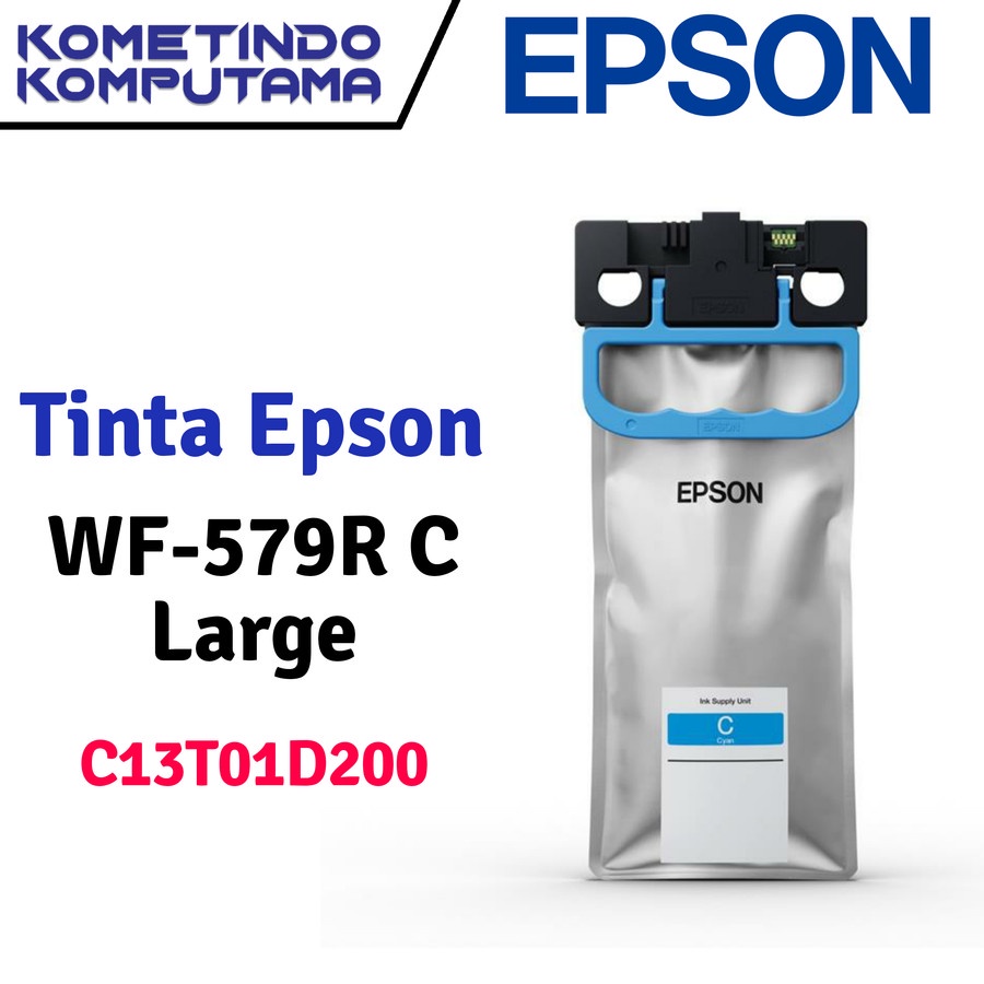 T01D Cyan LARGE Tinta Epson Biru WorkForce Pro WF-C579R 100% ORIGINAL C13T01D200