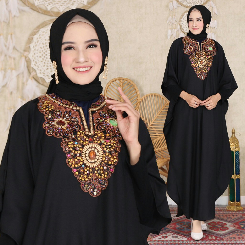 HOPYLOVY - Kaftan Wanita Kombinasi Payet Alila