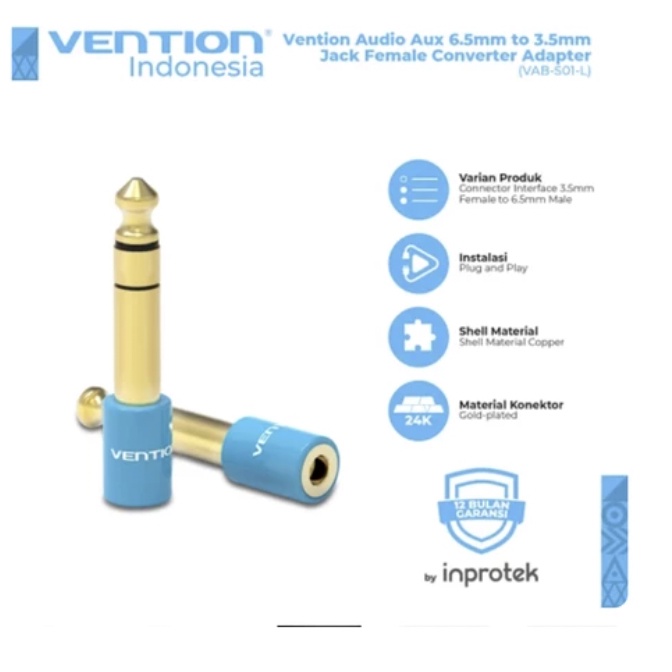 Vention Audio Aux 6.5mm to 3.5mm Jack Female Converter Adapter - S01L