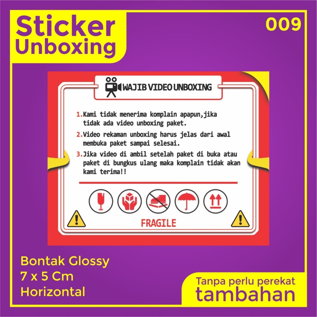 Stiker Video Unboxing / Stiker Unboxing / Sticker Fragile / Stiker Label Pengiriman-009