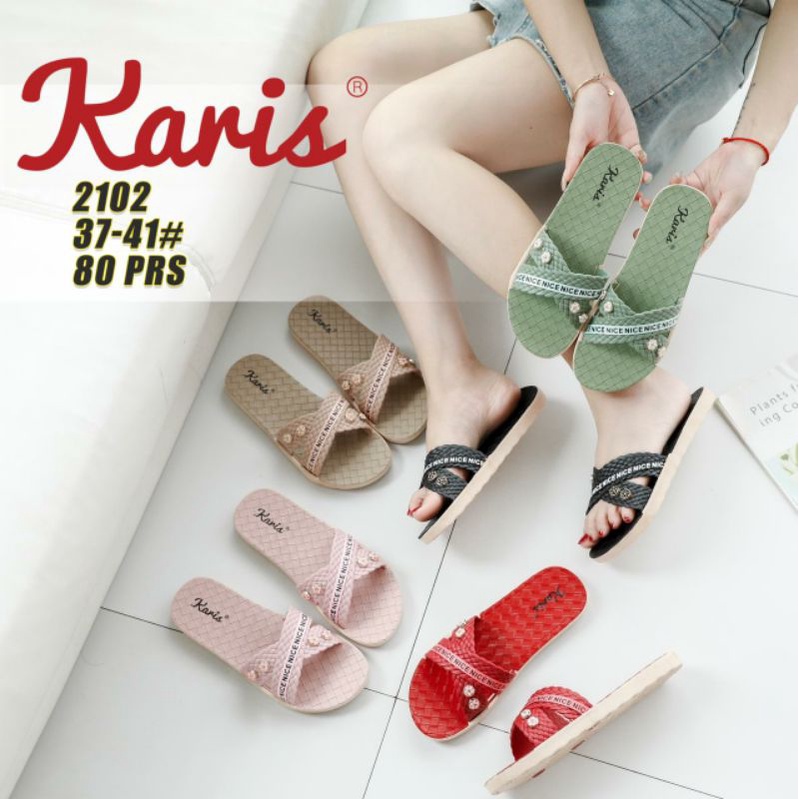 SANDAL SLOP KARIS 2102 Sandal Slop Jelly Wanita Ban Anyam Cantik Elegant Best Seller Import sandal f