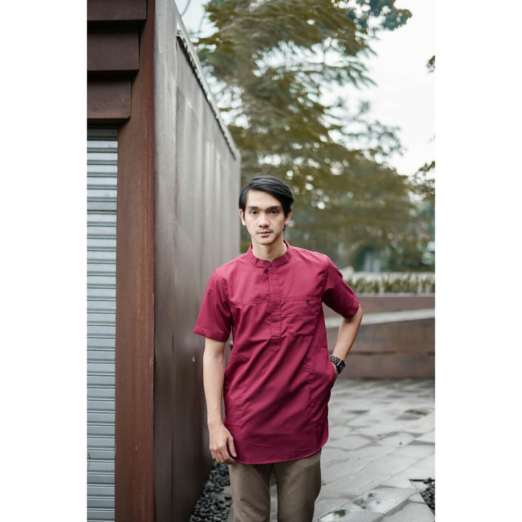 Fashion Muslim Atasan Busana Muslim Pria Kurta Toyobo Muslim Pria Merah