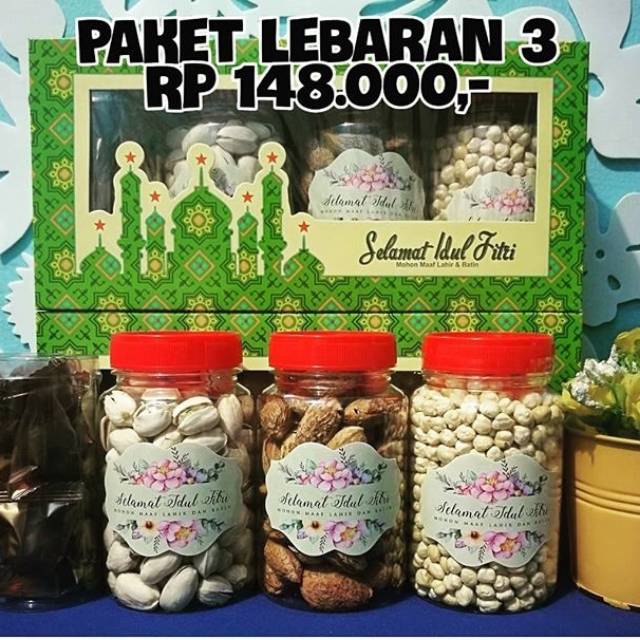 Parcel paket lebaran 3 kacang arab almond fustuk pictachio cokelat almond arab