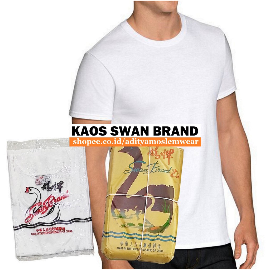 KAOS OBLONG PRIA PUTIH POLOS SWAN BRAND