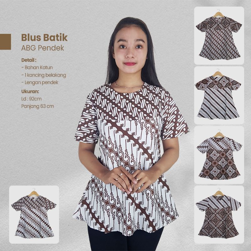 Blus Batik ABG Lengan Pendek Motif Sogan - Naira Batik