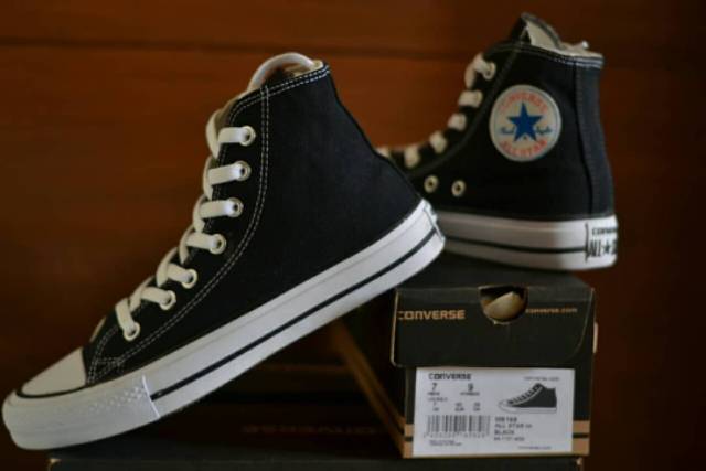 Sepatu Converse Allstar High Tinggi Hitam Putih Navy Sneakers Casual Kado Pria Wanita Terlaris Murah