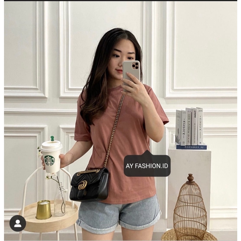 KAOS POLOS COTTON COMBED 30s ONECK | BAJU TSHIRT TUMBLR TEE PENDEK ALLSIZE DAN OVERSIZE UNISEX DUSTY ROSE