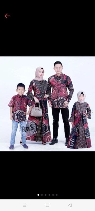 Coupel Gamis Family Batik Keluarga,sarimbit Ibu Ayah Dan Anak,baju Couple Batik Motif Puser Merah