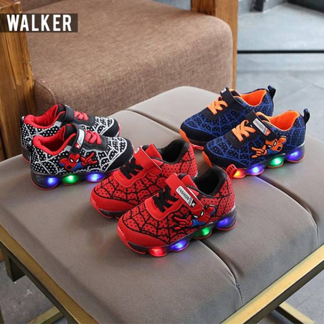SEPATU ANAK COWOK SPIDERMAN LED IMPORT M168