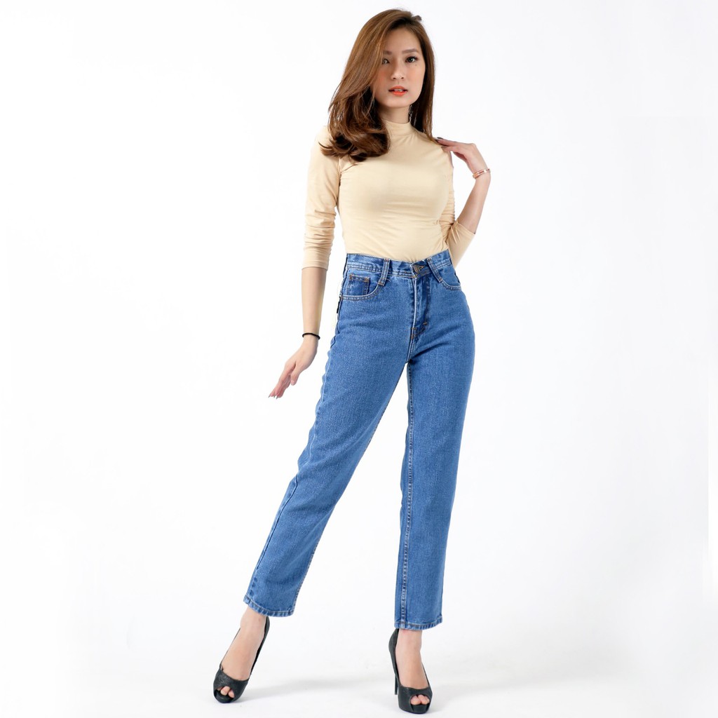 HOPYLOVY - Celana Boyfriend Wanita /  Plain Boyfriend Jeans / BF Polos