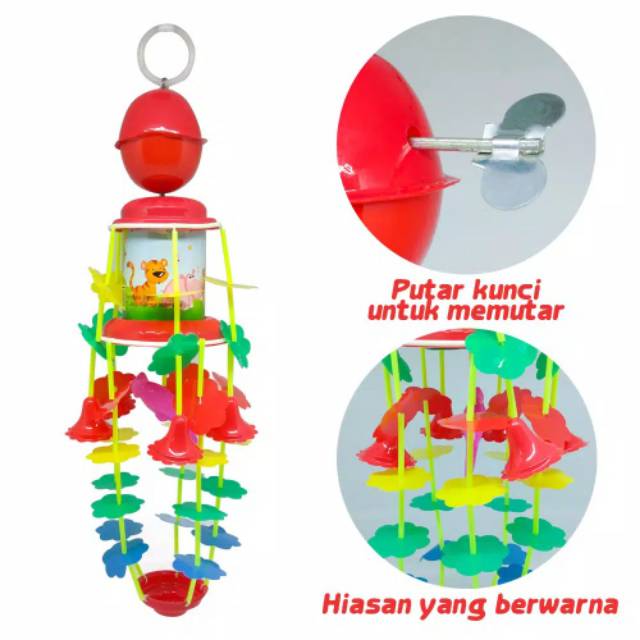 Kerincingan gantung Musical toy nursery bayi baby krincingan tidur merry go round