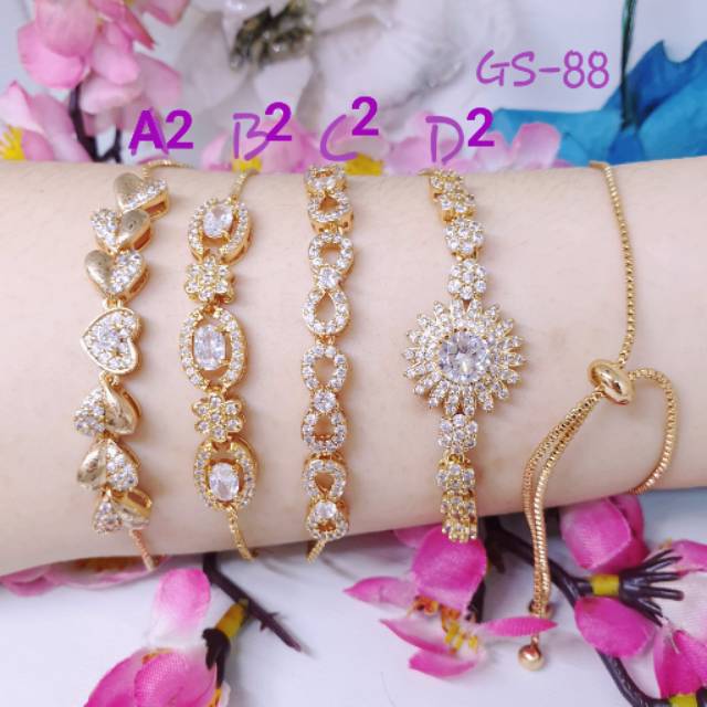 Gelang serut xuping GS-31 lapis mas 18 k permata zircon