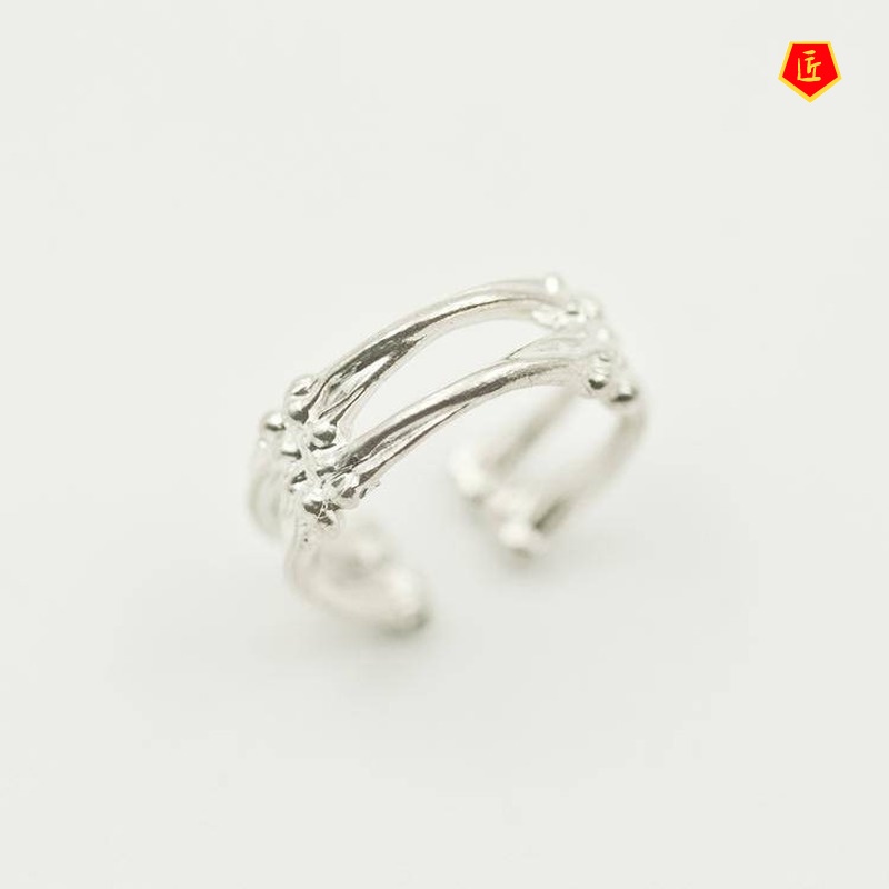 Cincin Tulang Simple Kreatif Warna Silver Untuk Wanita