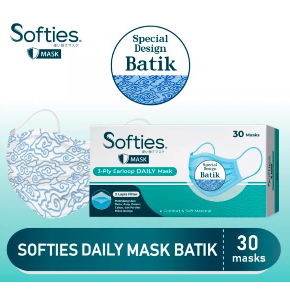 Masker SOFTIES 3PLY DAILY MASK ISI 1 PCS HARIAN 3 ply earloop