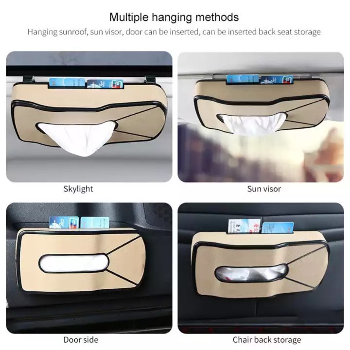 Tempat Holder Multifungsi Tissue + Kartu Sunvisor Gantungan Mobil | Premium Car