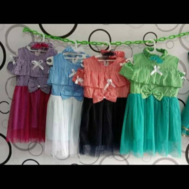 Dress anak sabrina bando 1 2 tahun baju anak cewek perempuan