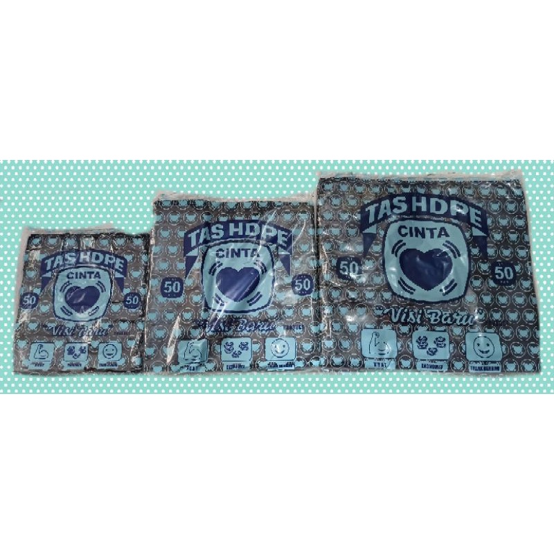 Kantong Plastik Kresek HD Cinta Hitam Ukuran Kecil Sedang Besar isi 50pcs