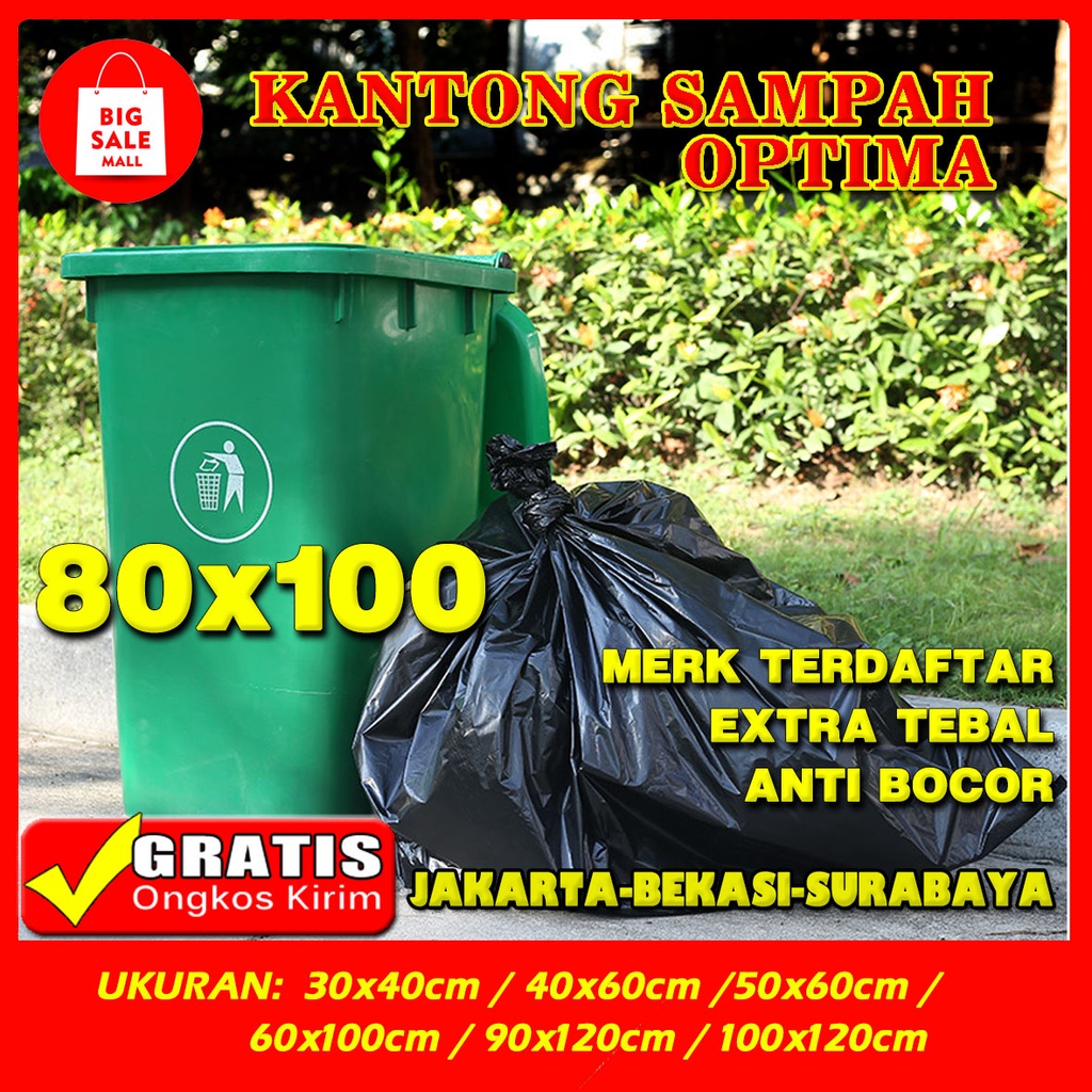 Kantong Plastik Sampah 80×100cm Isi 10pcs/Plastik Packing Trash bag Grabage bag Ekonomis Tebal Tidak Bau