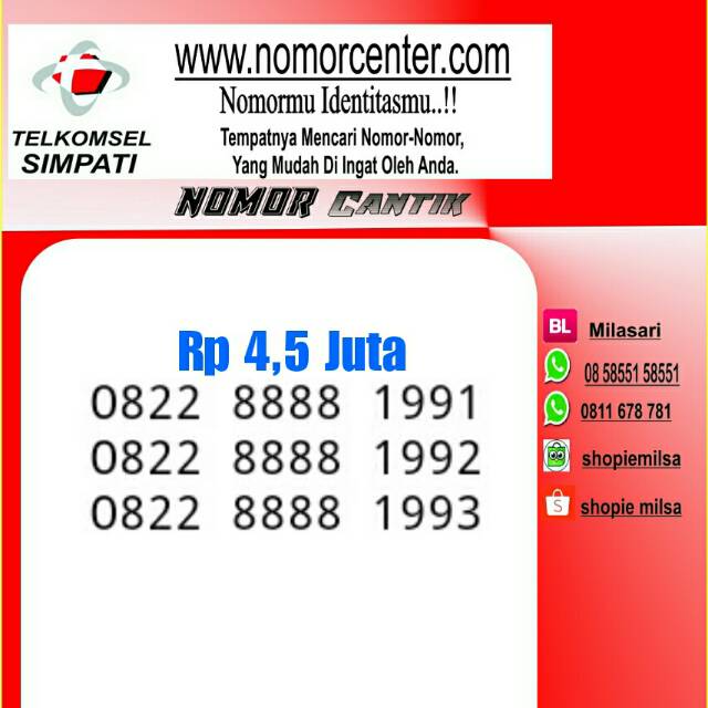 Nomer Cantik Simpati Seri Tahun 1991/1992/1993 _ 0822 8888 1993 Simple terbaik #NC2 273