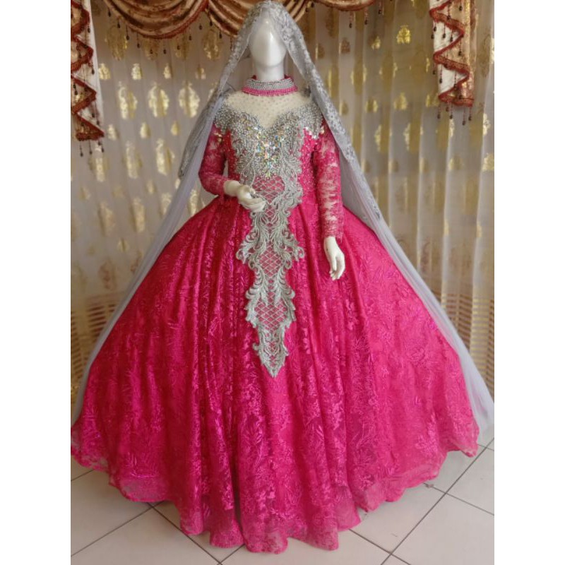 GAUN PENGANTIN BARBIE FULL PAYET MUTIARA MEWAH