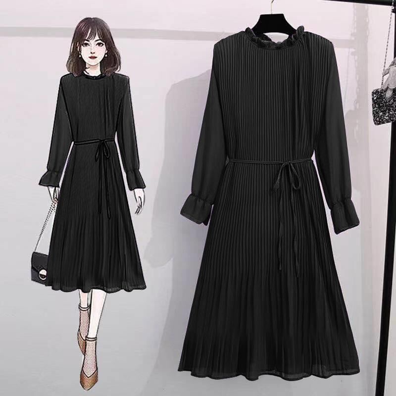 Large women's dress 2021 spring and autumn new fat mm medium and long style fashion temperament fore