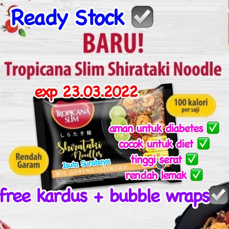 Tropicana Slim Shirataki Noodle - Mie Goreng Rendah lemak - Aman Untuk Diabetes Diet