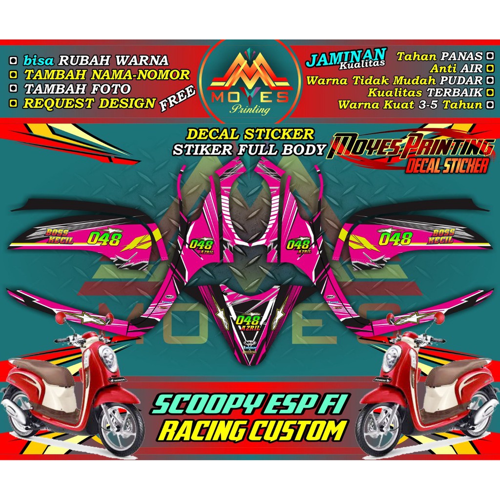 Decal Stiker Scoopy New Stiker dekal Honda Scoopy Dekal Setiker Fullbidy Motor Scoopy Vareasi Warna 