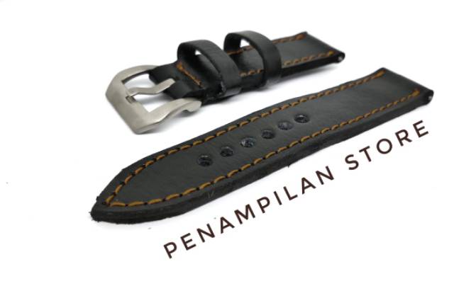 Strap Tali Jam Tangan Kulit sapi Asli hitam benang coklat