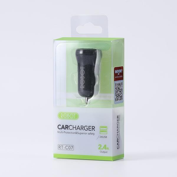 A_    ROBOT RT-C07 CAR CHARGER COLOKAN MOBIL/2 PORT USB/FREE KABEL MICRO USB