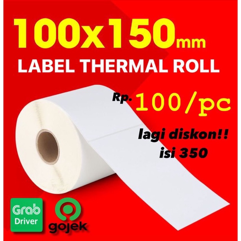 

LABEL STICKER THERMAL 100 X 150 BARCODE 100x150 isi 350 UKURAN A6