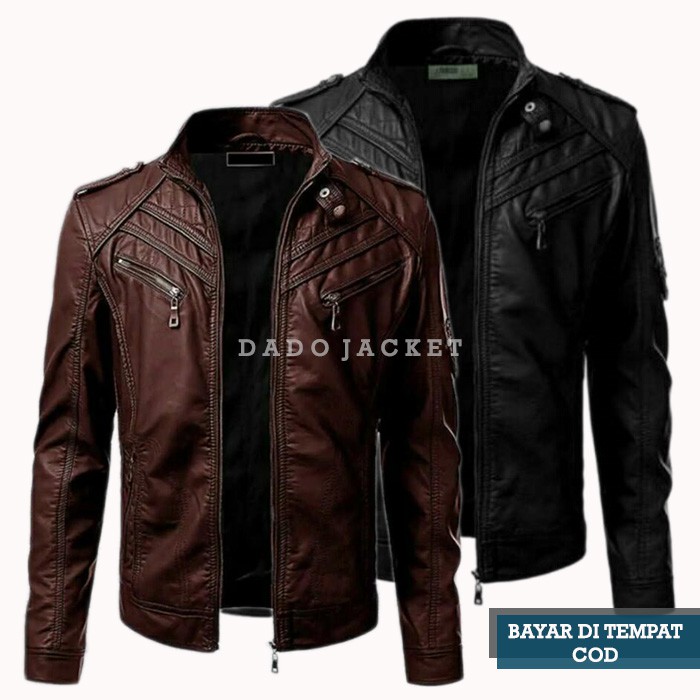 Jaket Pria Kulit Sintetis Viena Original Import PU Leather Casual Distro Keren Murah Terbaru